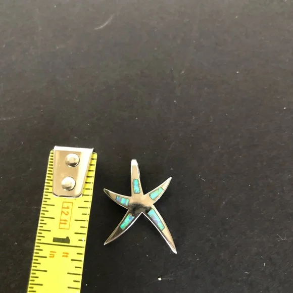 Opal inlay starfish sterling silver pendent
